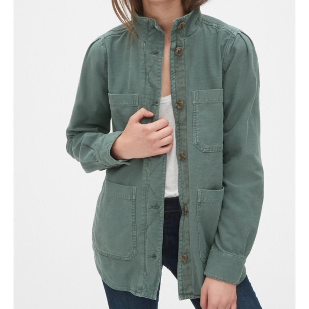 GAP Women's Slub Utility Jacket Sz S Green